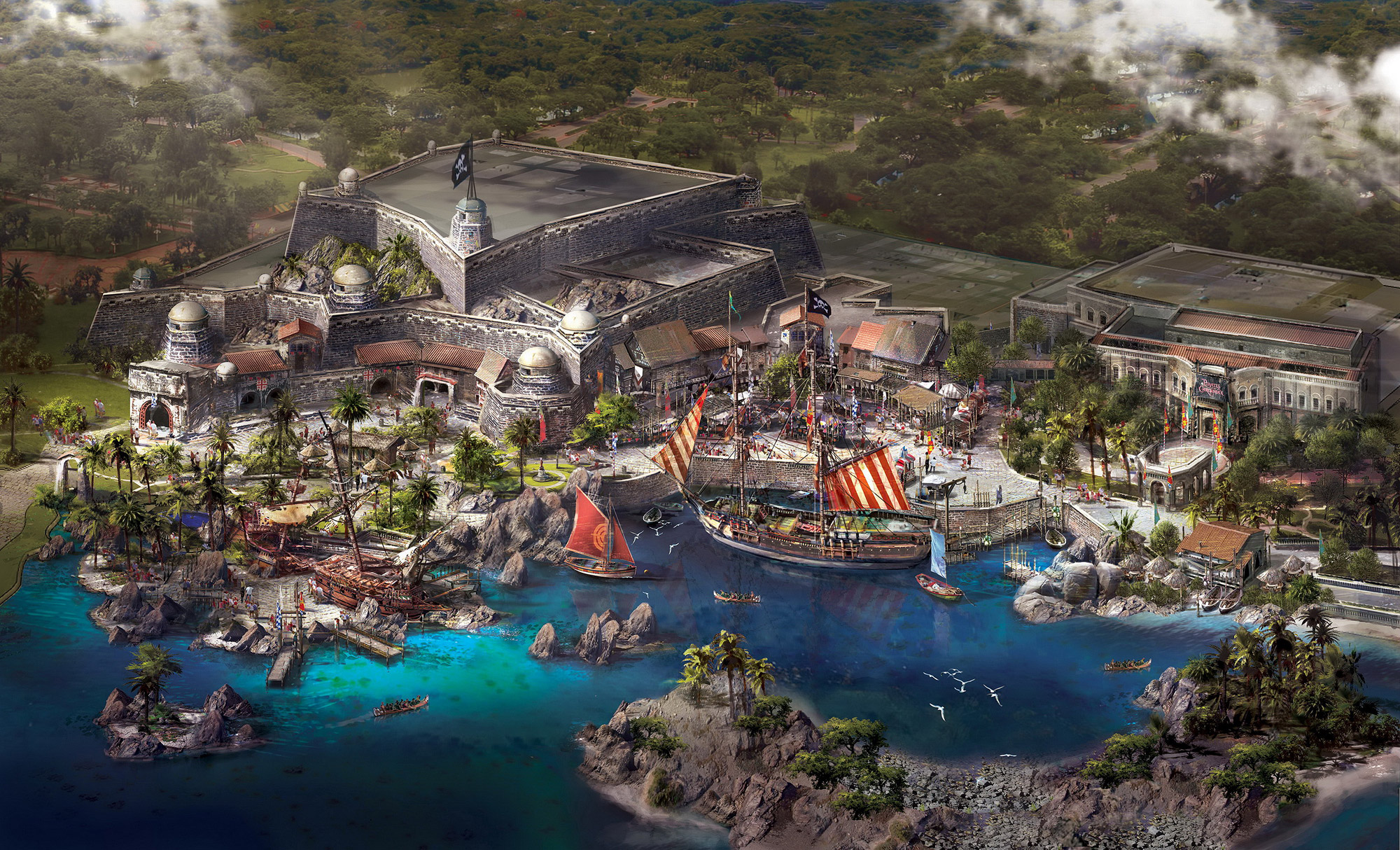 shanghai disneyland pirates of the caribbean treasure cove artwork